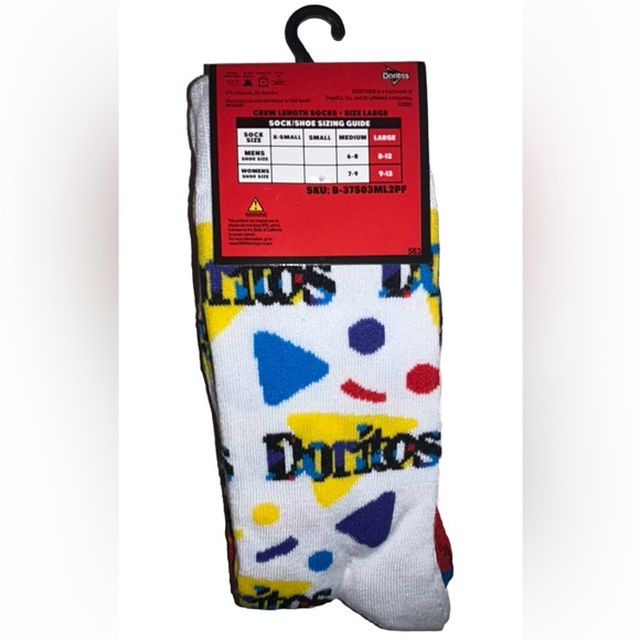 Doritos Odd Sox Crew Socks 2 Pair Men 8-12 W 9-13 Red White w Logo Chips Snacks - Picture 2 of 9